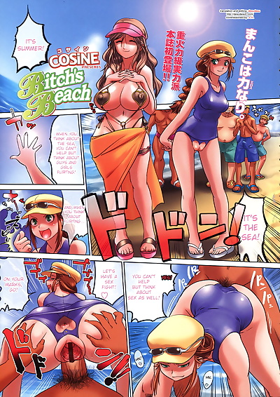 english manga Bitchs Beach, big breasts , anal  group